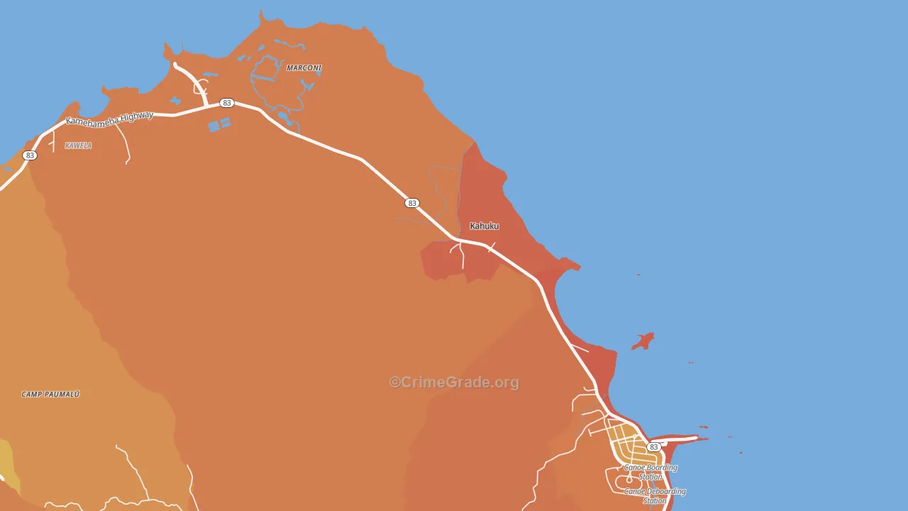 Kahuku, HI Map of Robbery Rates