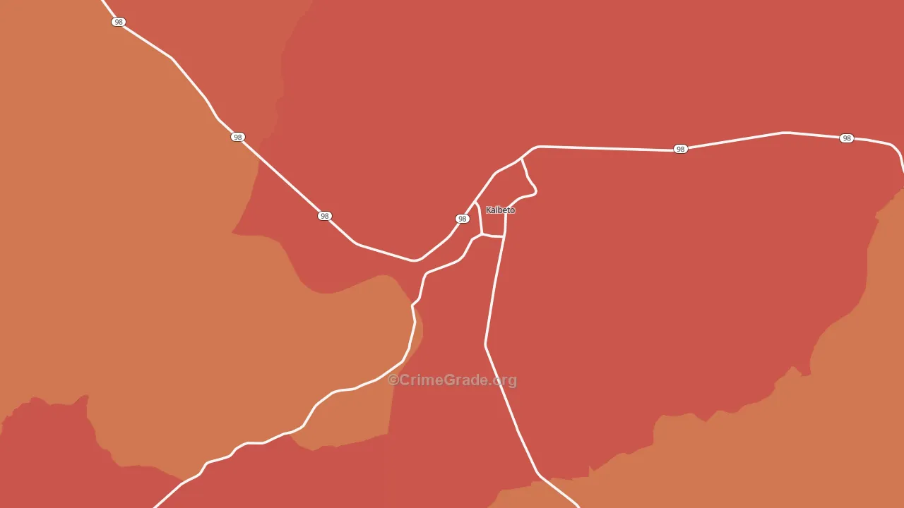 Kaibito, AZ Map of Robbery Rates