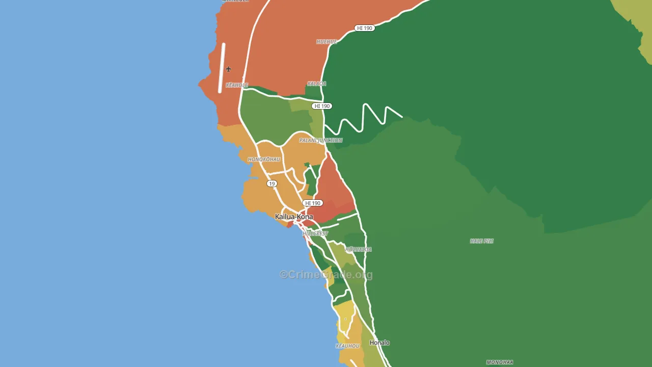 Kailua-Kona, HI Map of Robbery Rates
