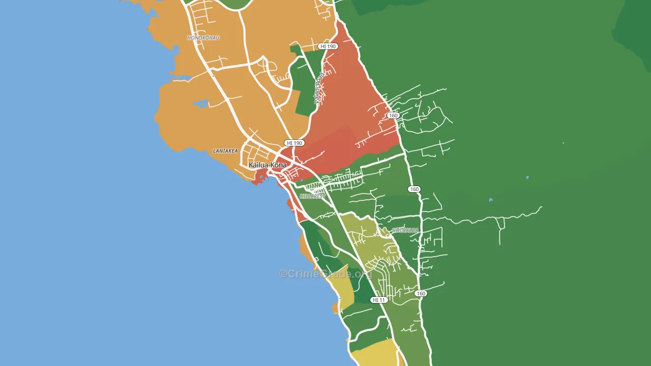 Kailua Kona, Kailua-Kona, HI Map of Robbery Rates