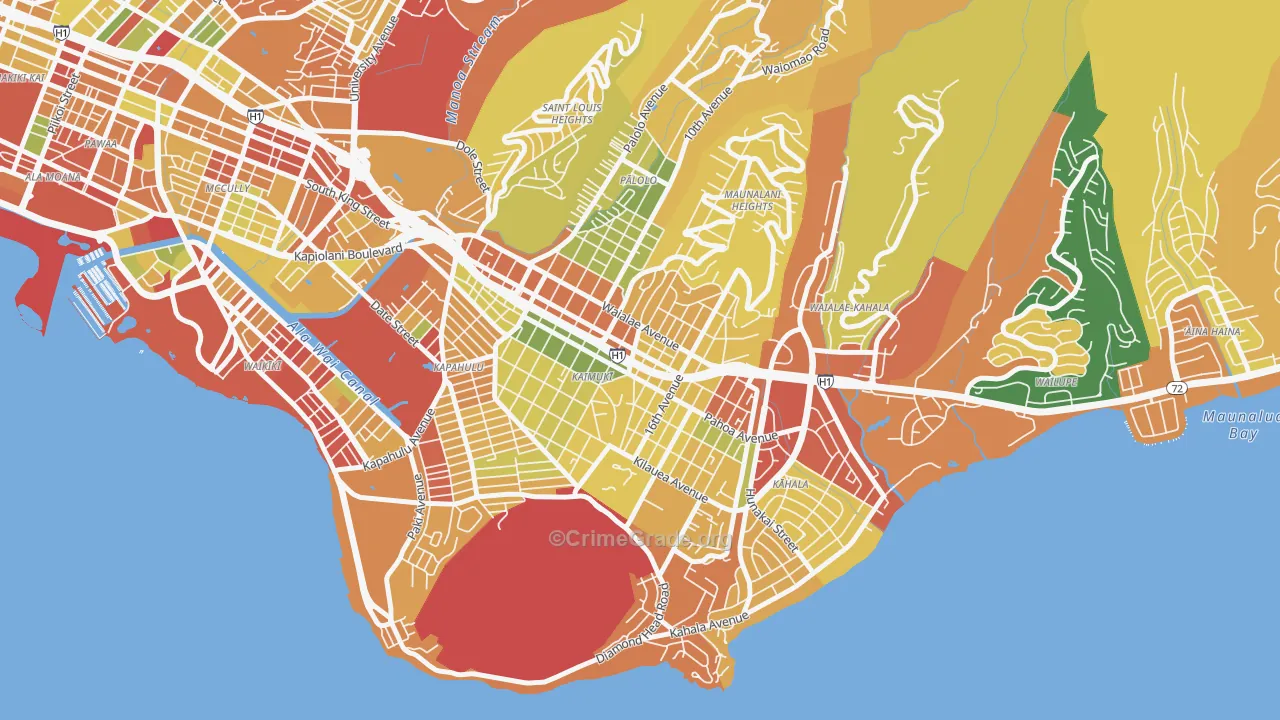 Kaimuki, Honolulu, HI Map of Robbery Rates