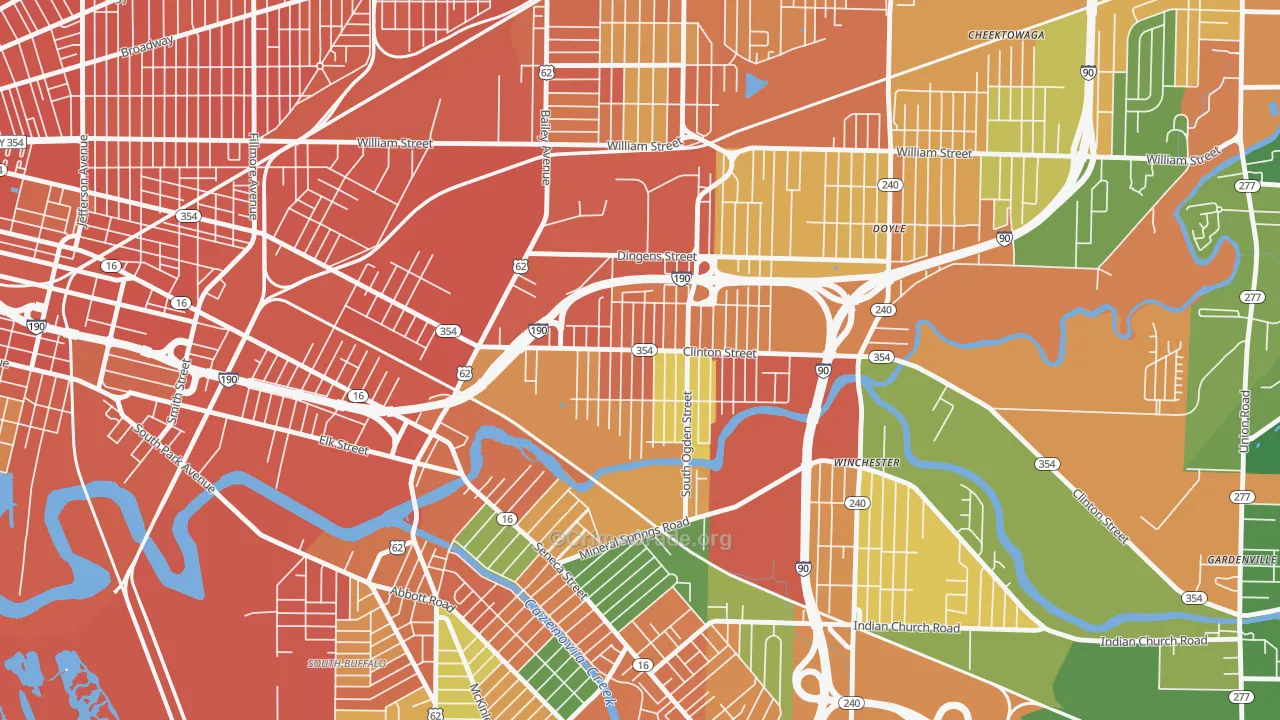 Kaisertown, Buffalo, NY Map of Robbery Rates