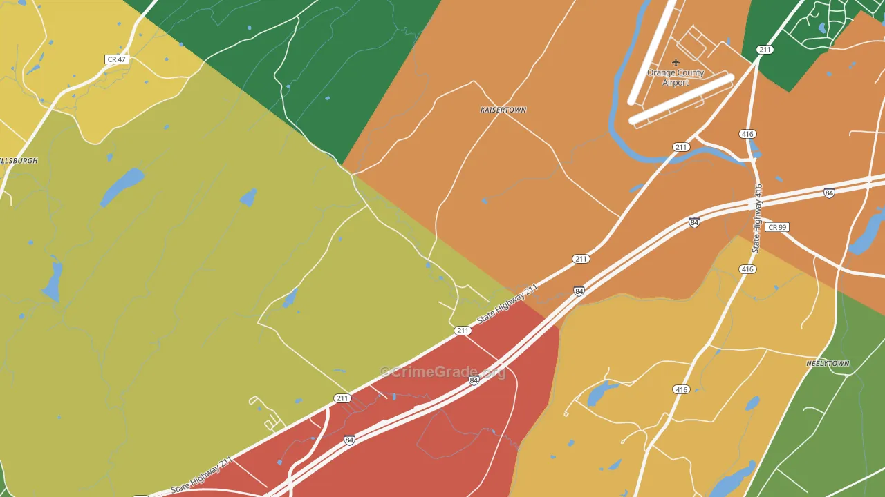 Kaisertown, NY Map of Robbery Rates