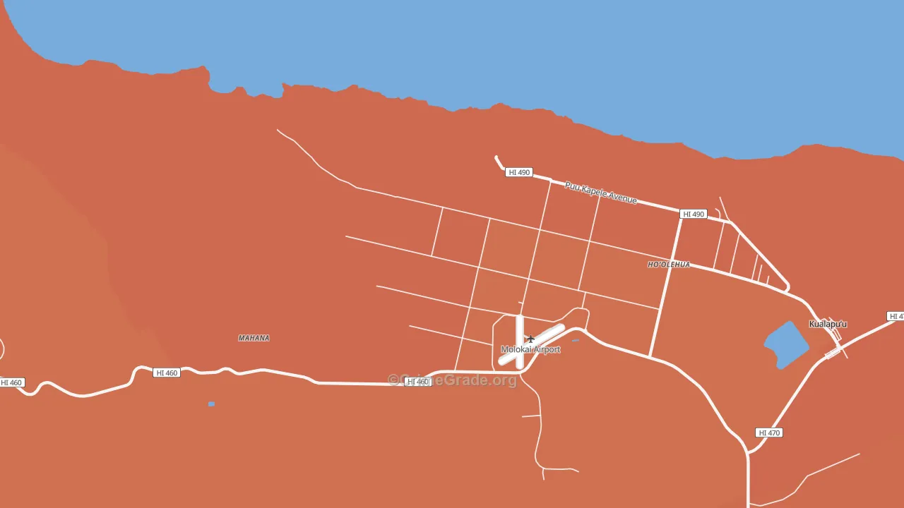 Kalae, HI Map of Robbery Rates