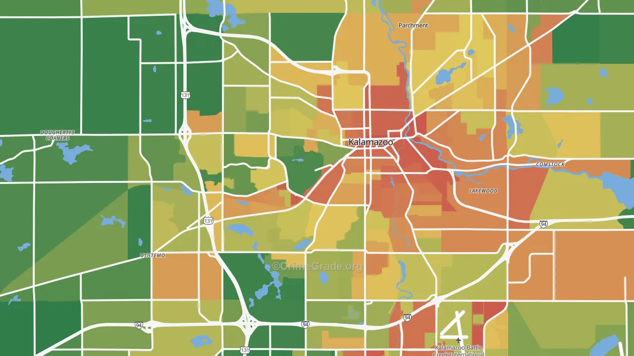 Kalamazoo, MI Map of Robbery Rates
