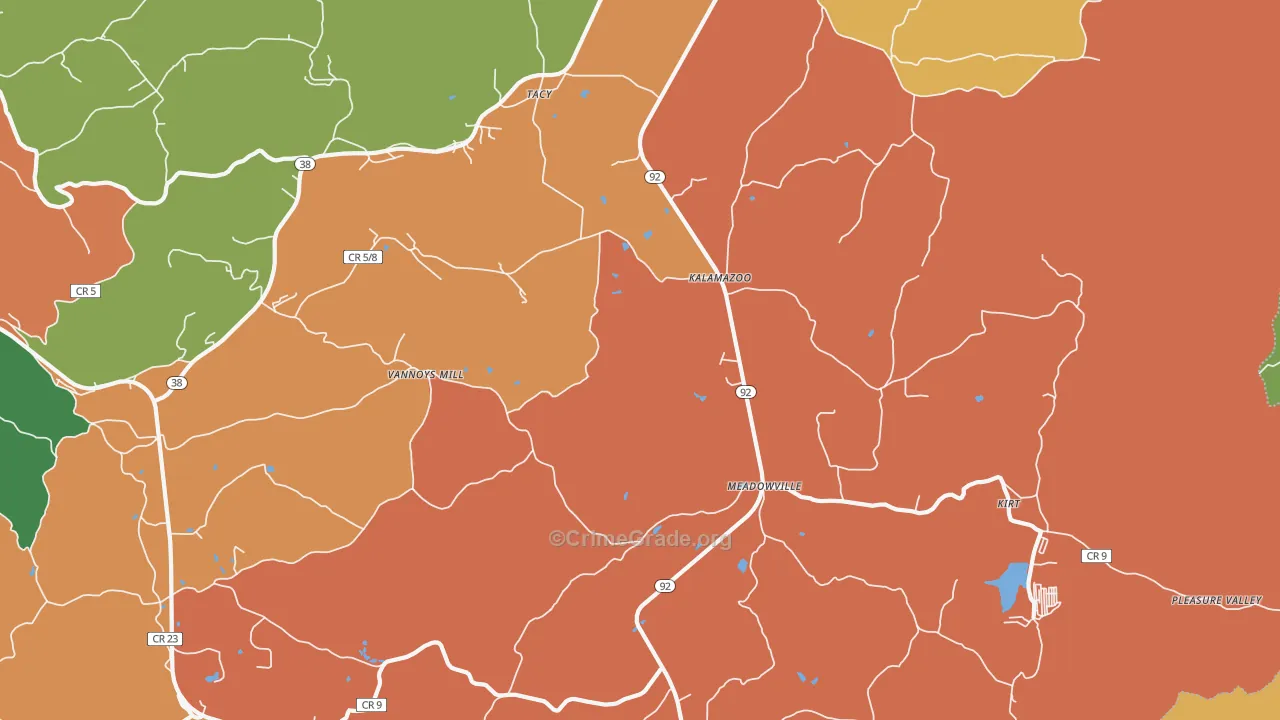 Kalamazoo, WV Map of Robbery Rates