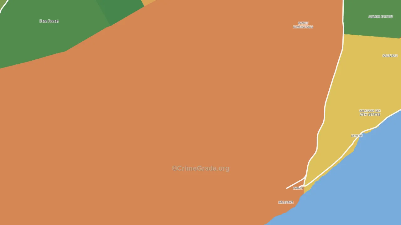 Kalapana, HI Map of Robbery Rates