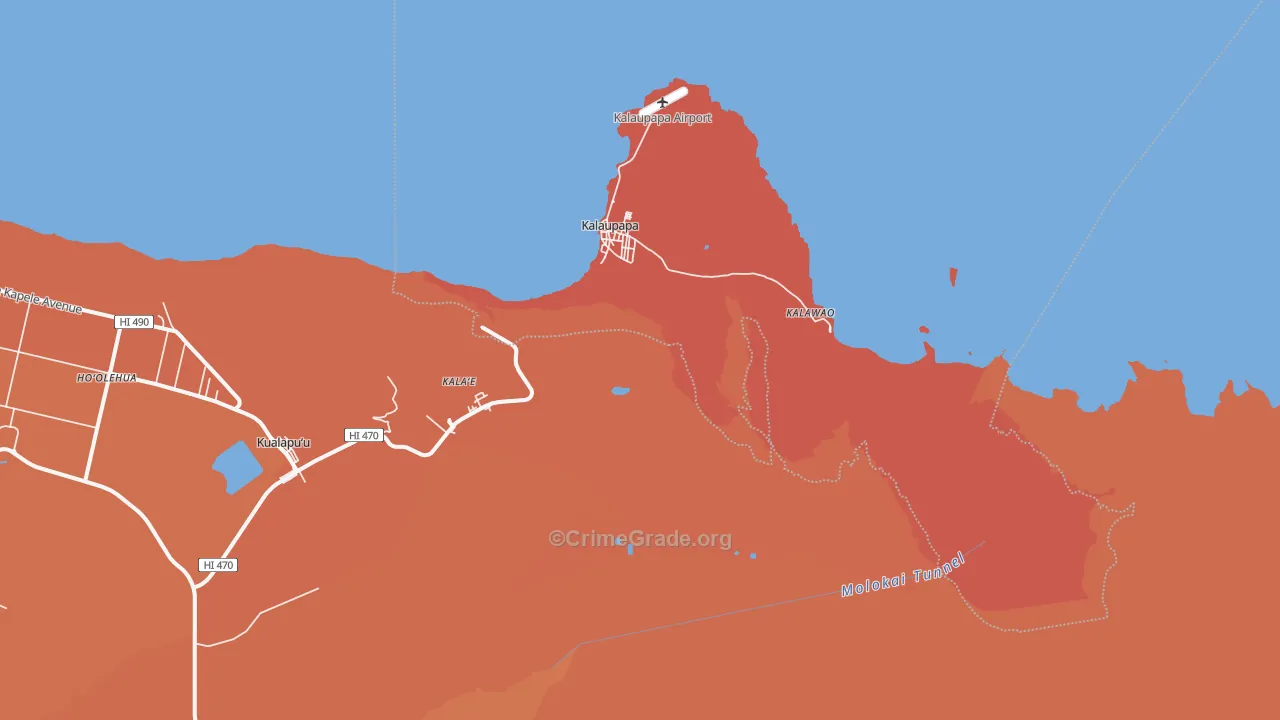 Kalaupapa, HI Map of Robbery Rates