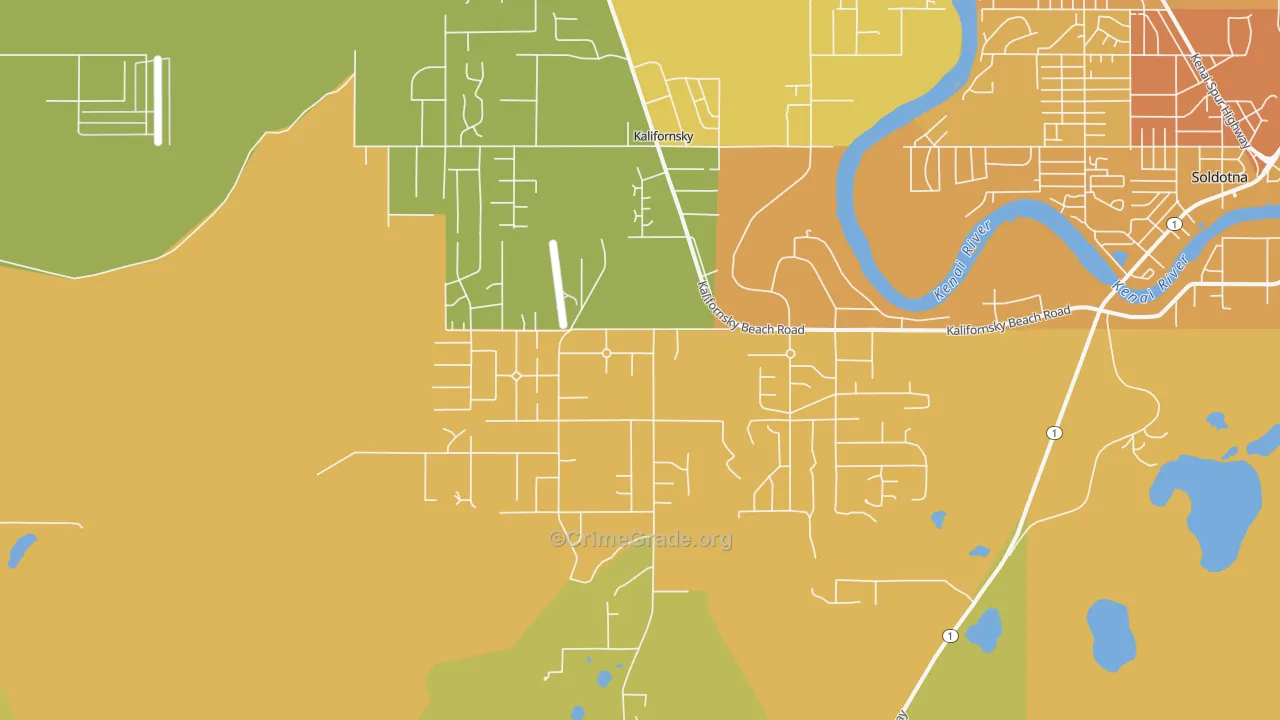 Kalifornsky, AK Map of Robbery Rates