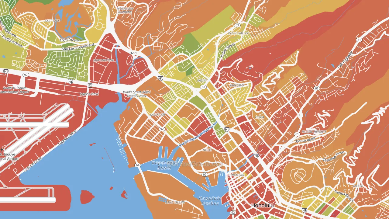 Kalihi-Palama, Honolulu, HI Map of Robbery Rates