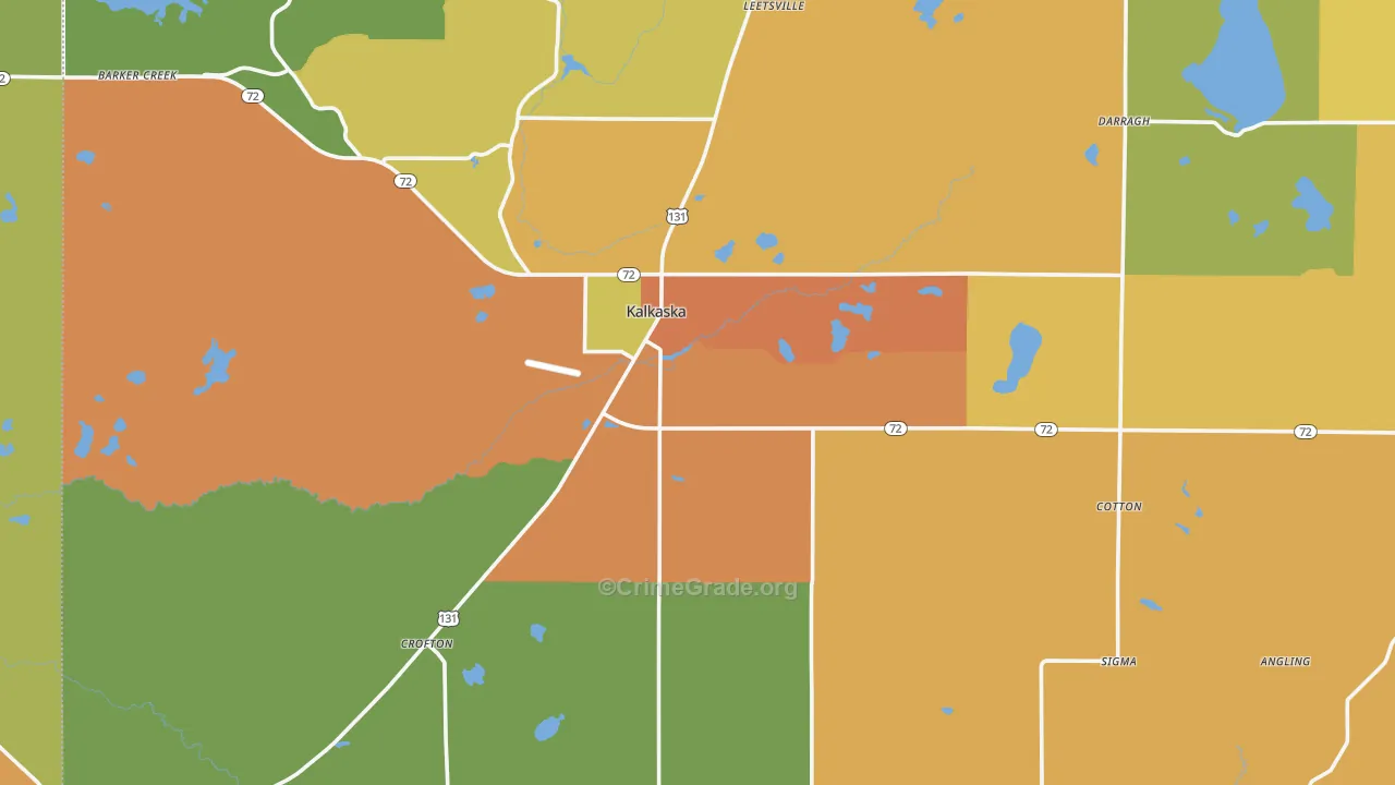 Kalkaska County, MI Map of Robbery Rates