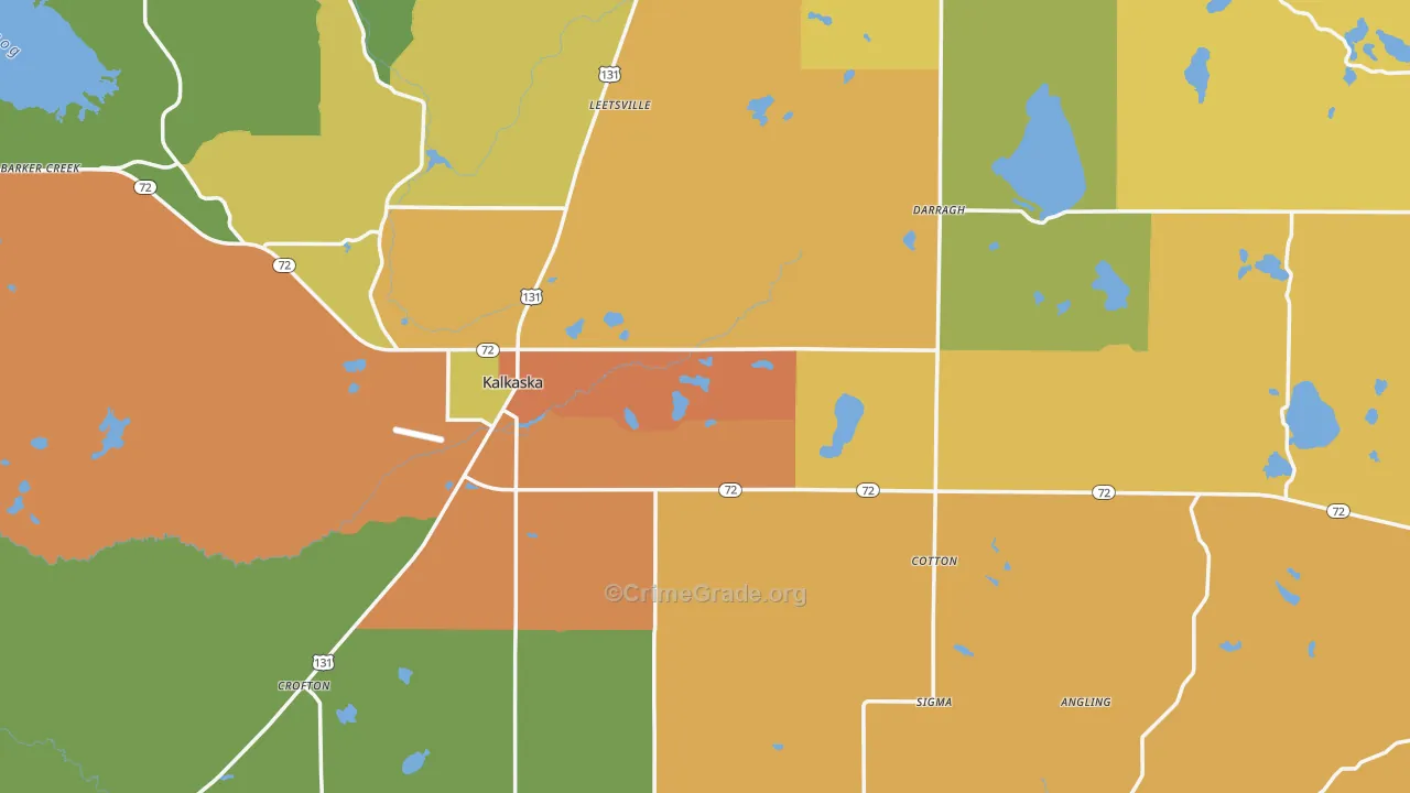 Kalkaska, MI Map of Robbery Rates