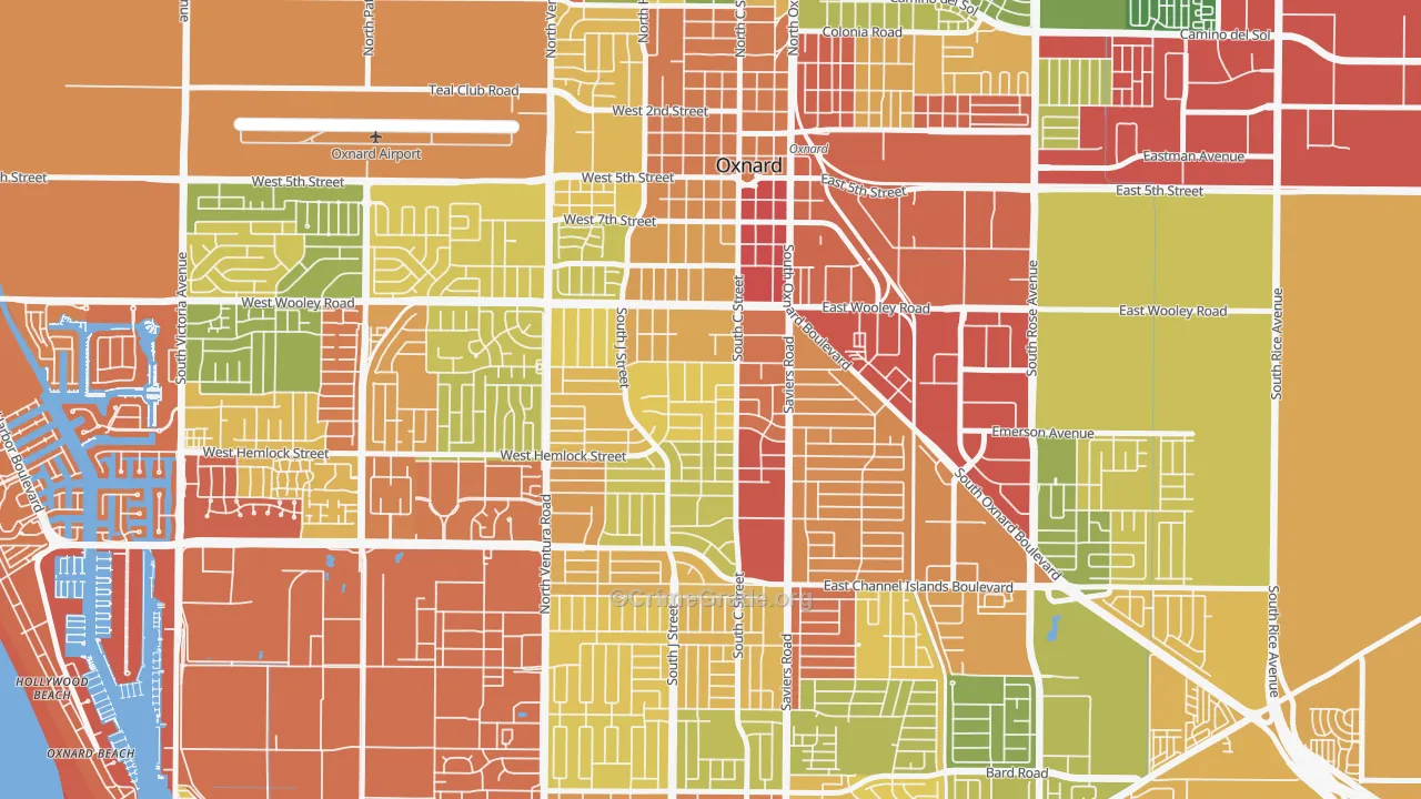 Kamala Park, Oxnard, CA Map of Robbery Rates