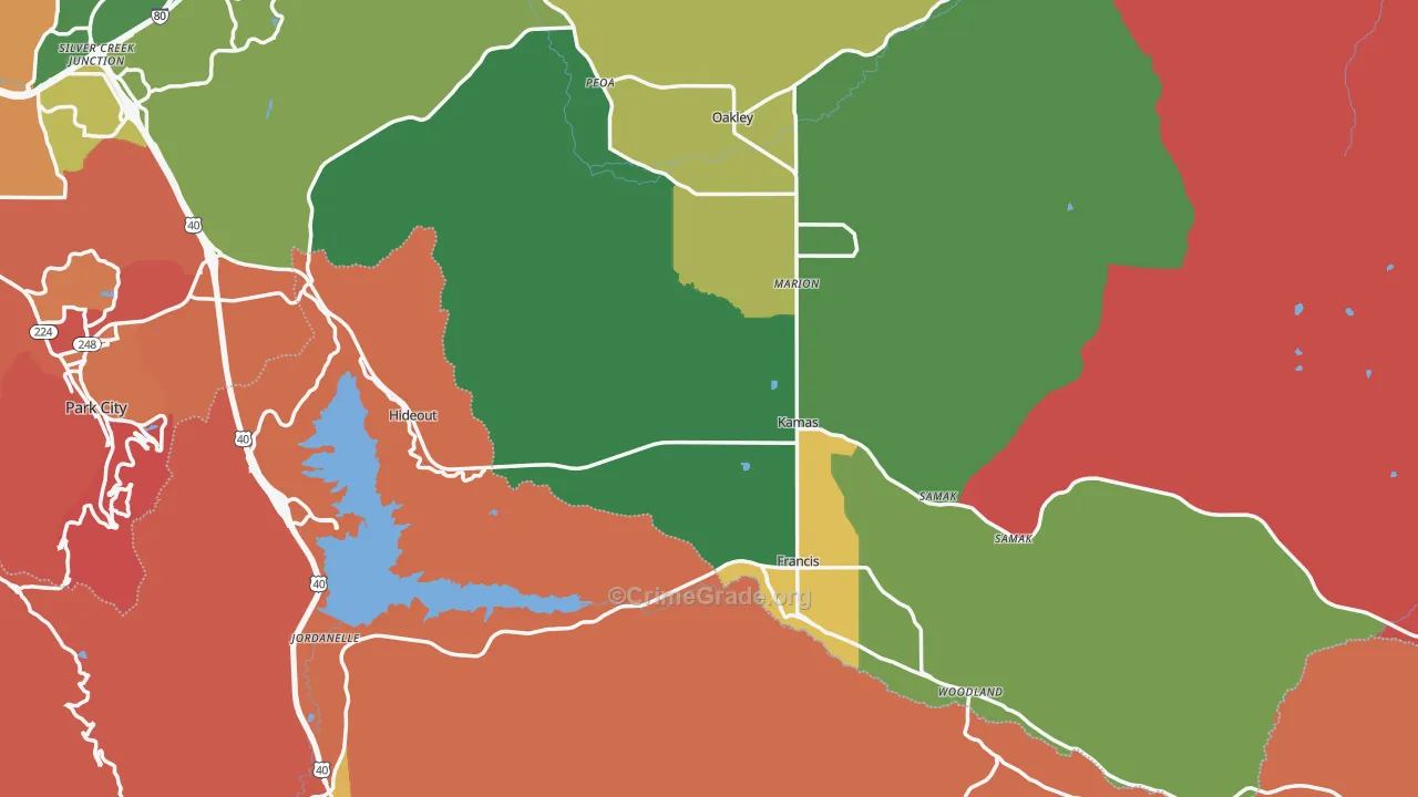 Kamas, UT Map of Robbery Rates