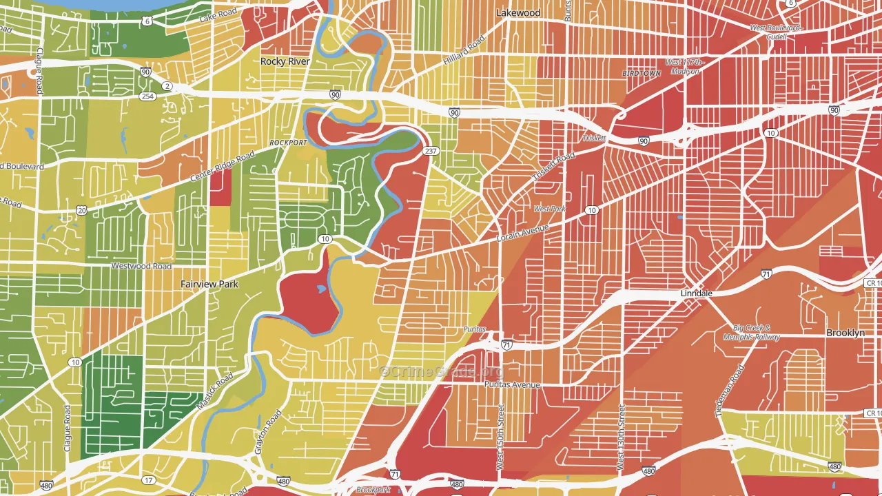 Kamms Corner, Cleveland, OH Map of Robbery Rates