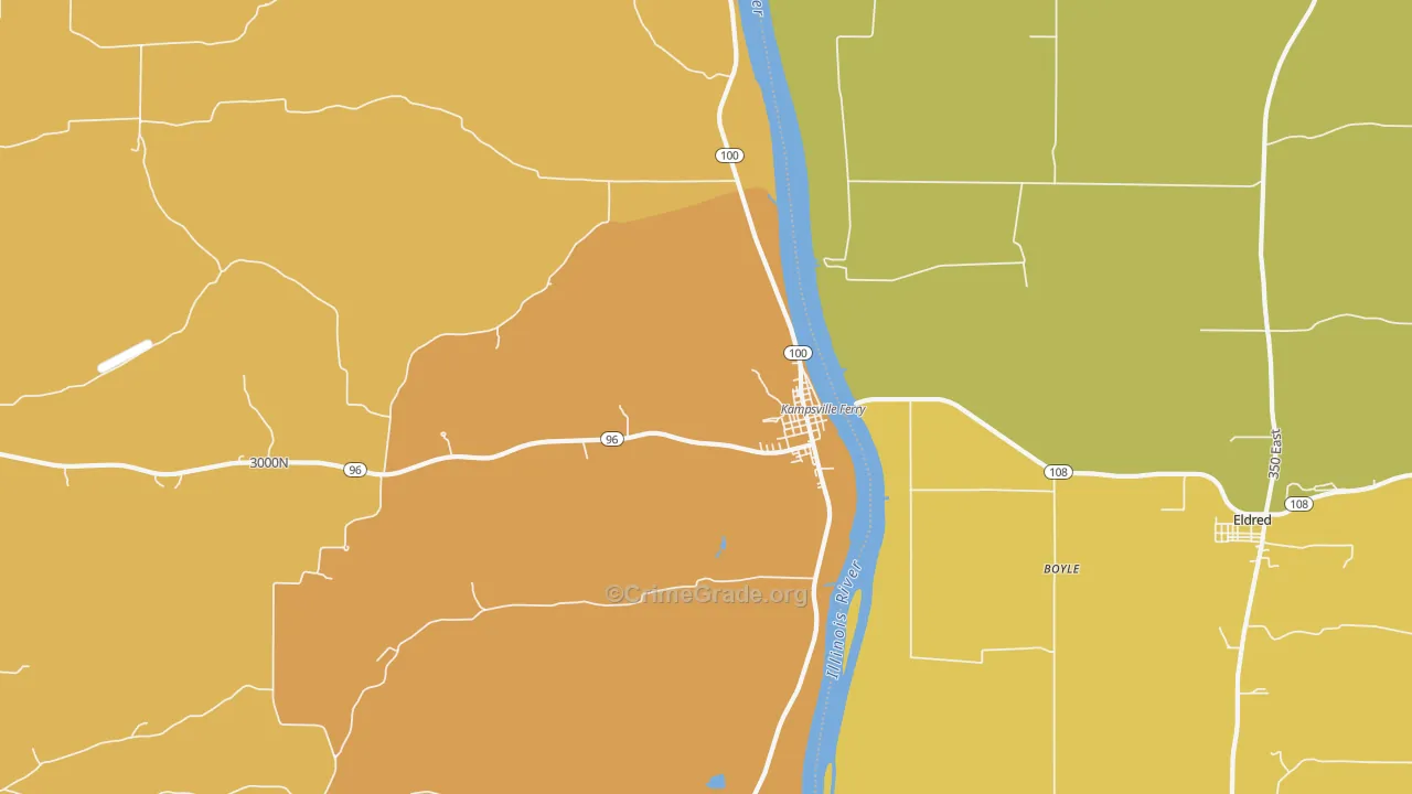 Kampsville, IL Map of Robbery Rates