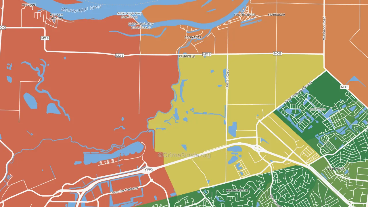 Kampville, MO Map of Robbery Rates