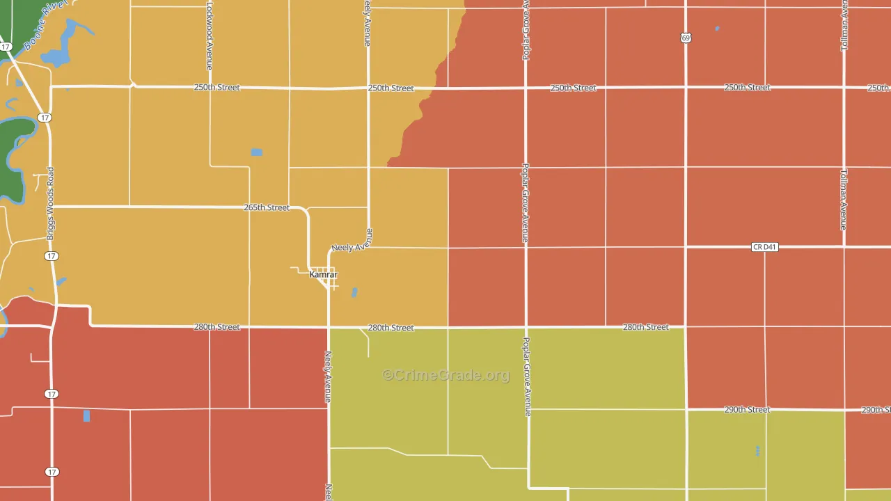 Kamrar, IA Map of Robbery Rates