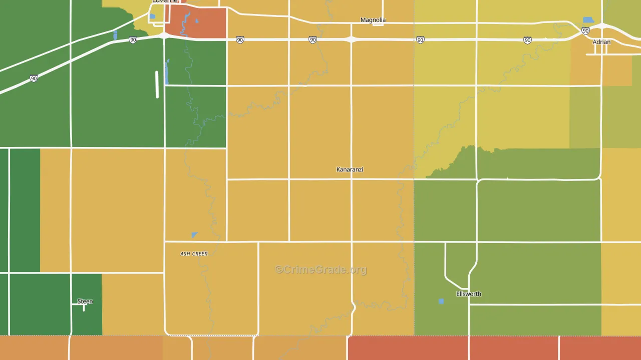 Kanaranzi, MN Map of Robbery Rates