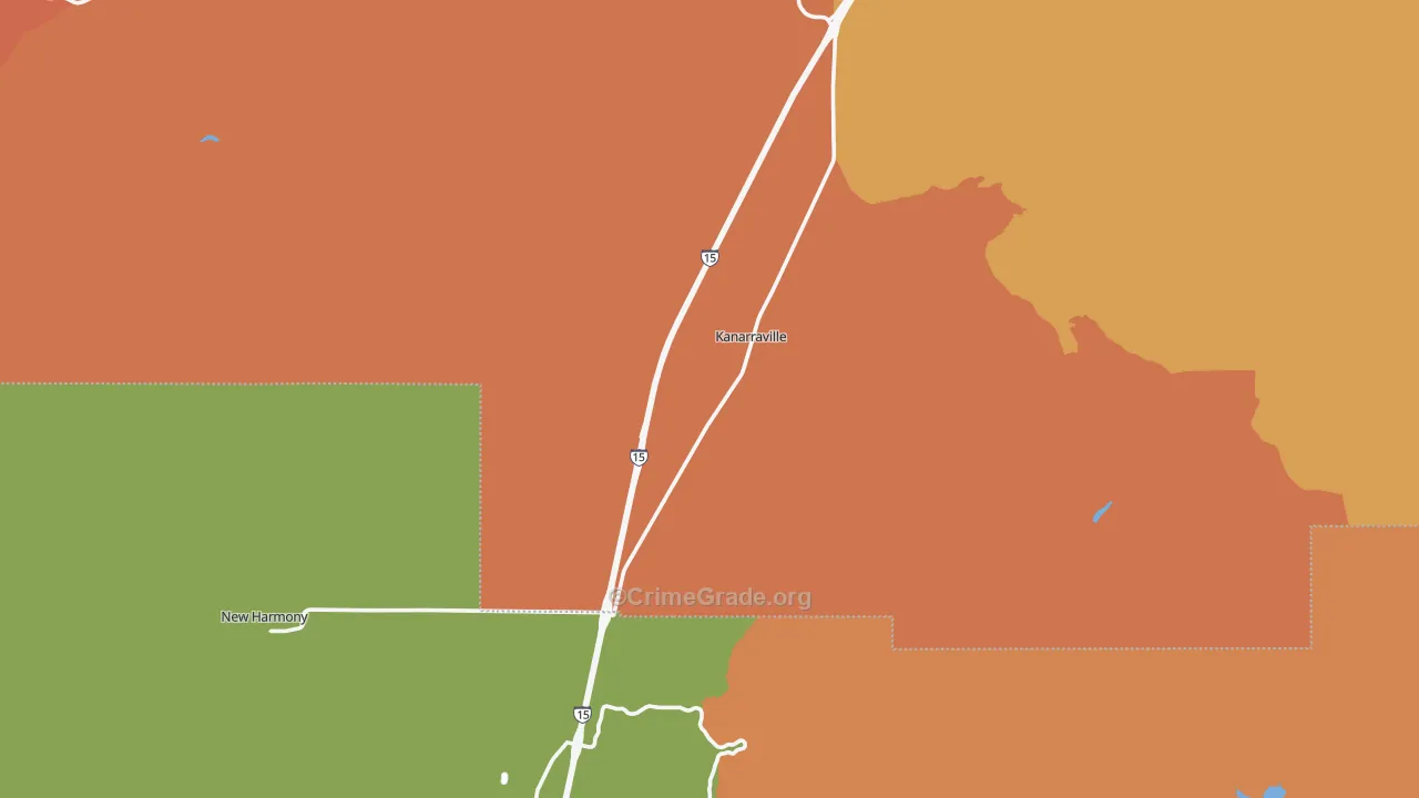 Kanarraville, UT Map of Robbery Rates