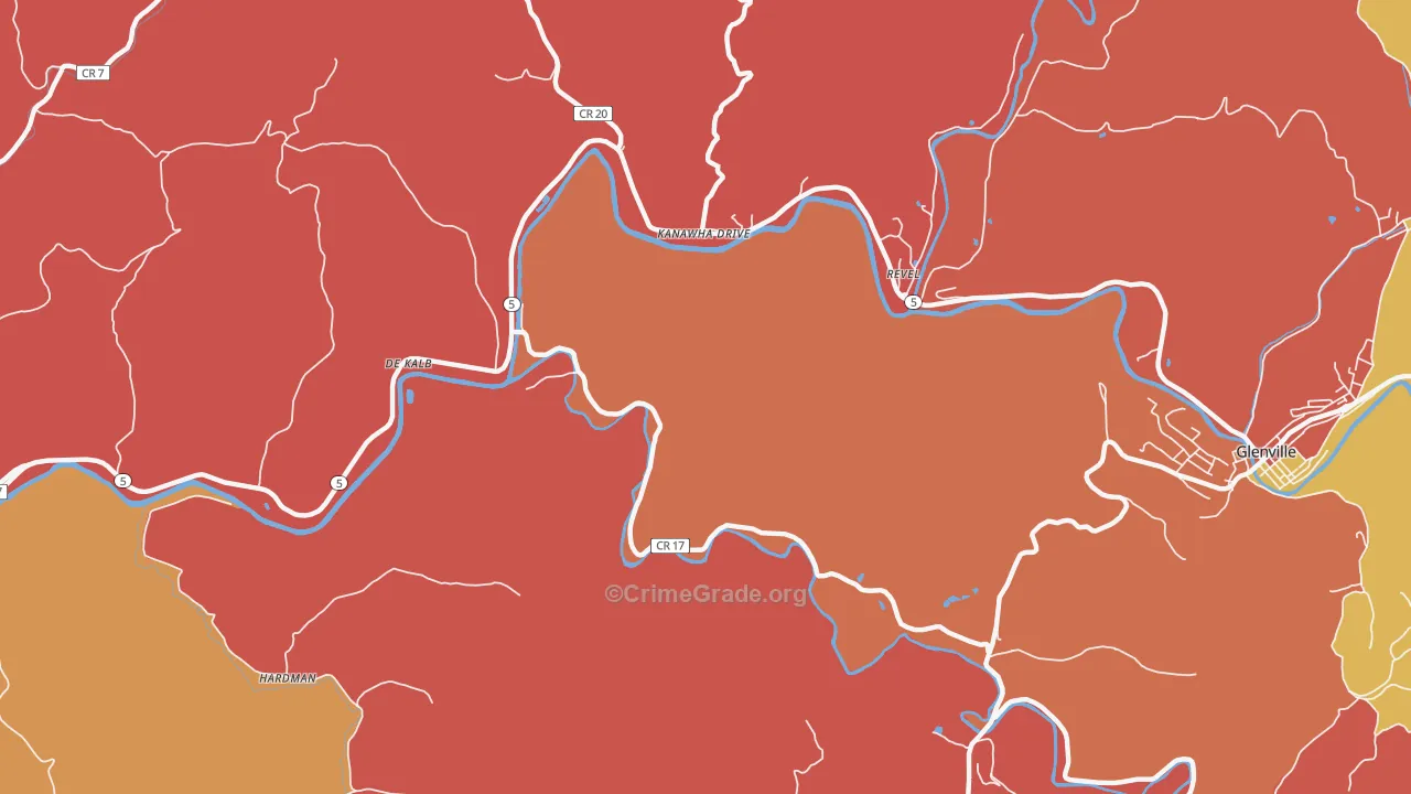 Kanawha Drive, WV Map of Robbery Rates
