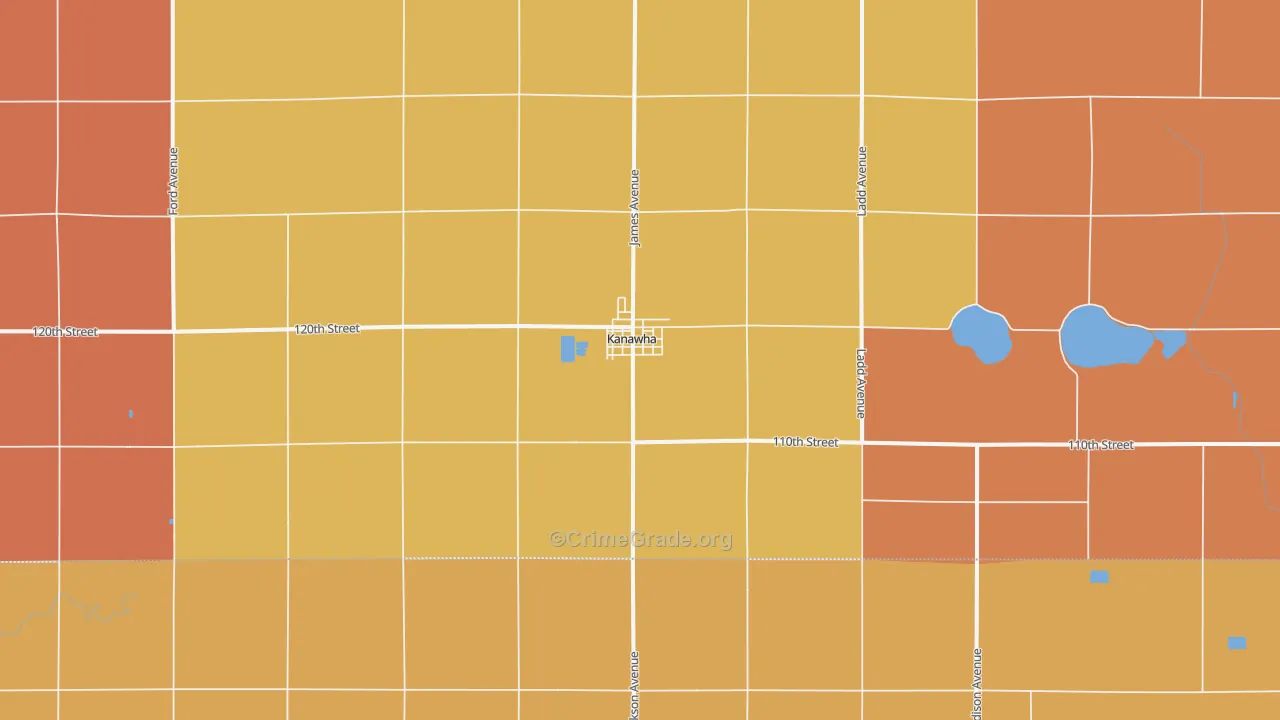 Kanawha, IA Map of Robbery Rates