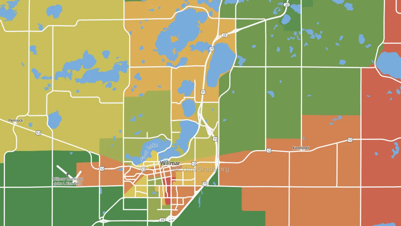 Kandiyohi County, MN Map of Robbery Rates