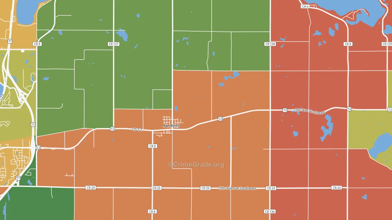 Kandiyohi, MN Map of Robbery Rates