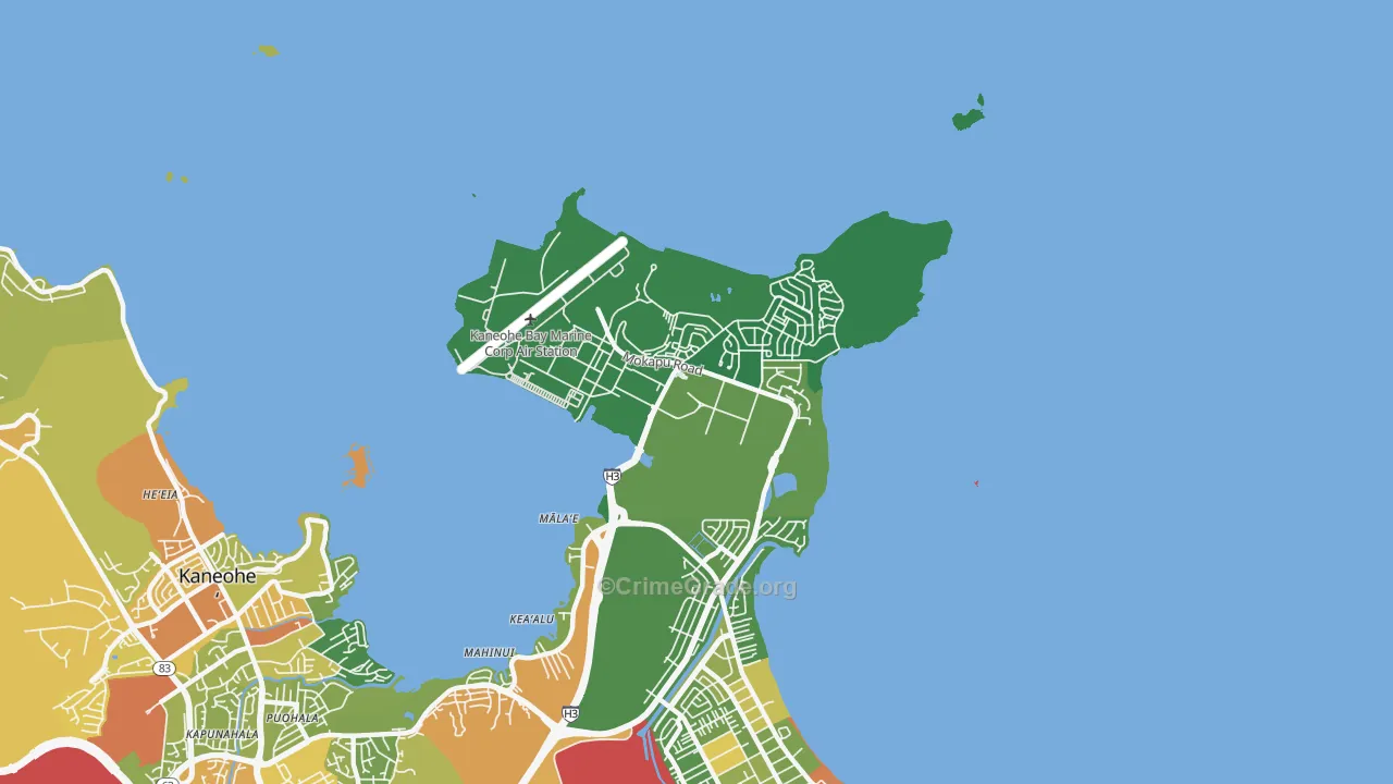 Kaneohe Bay, HI Map of Robbery Rates
