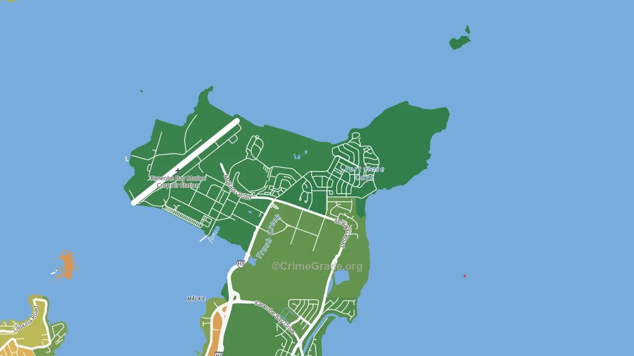 Kaneohe Station, HI Map of Robbery Rates