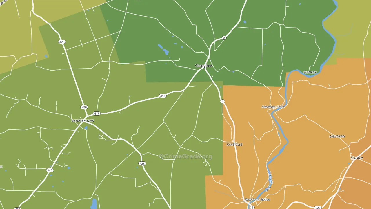 Kaneville, PA Map of Robbery Rates