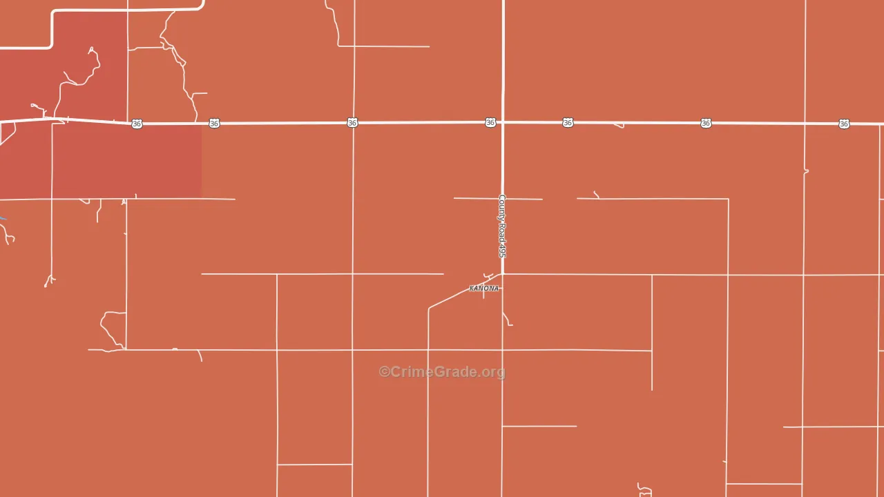 Kanona, KS Map of Robbery Rates