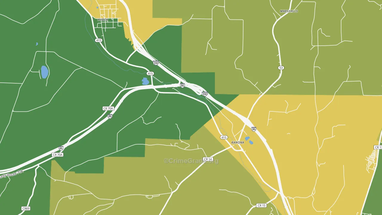 Kanona, NY Map of Robbery Rates