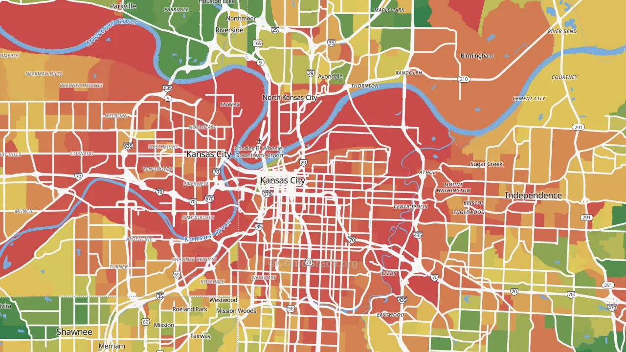 Kansas City, MO Map of Robbery Rates