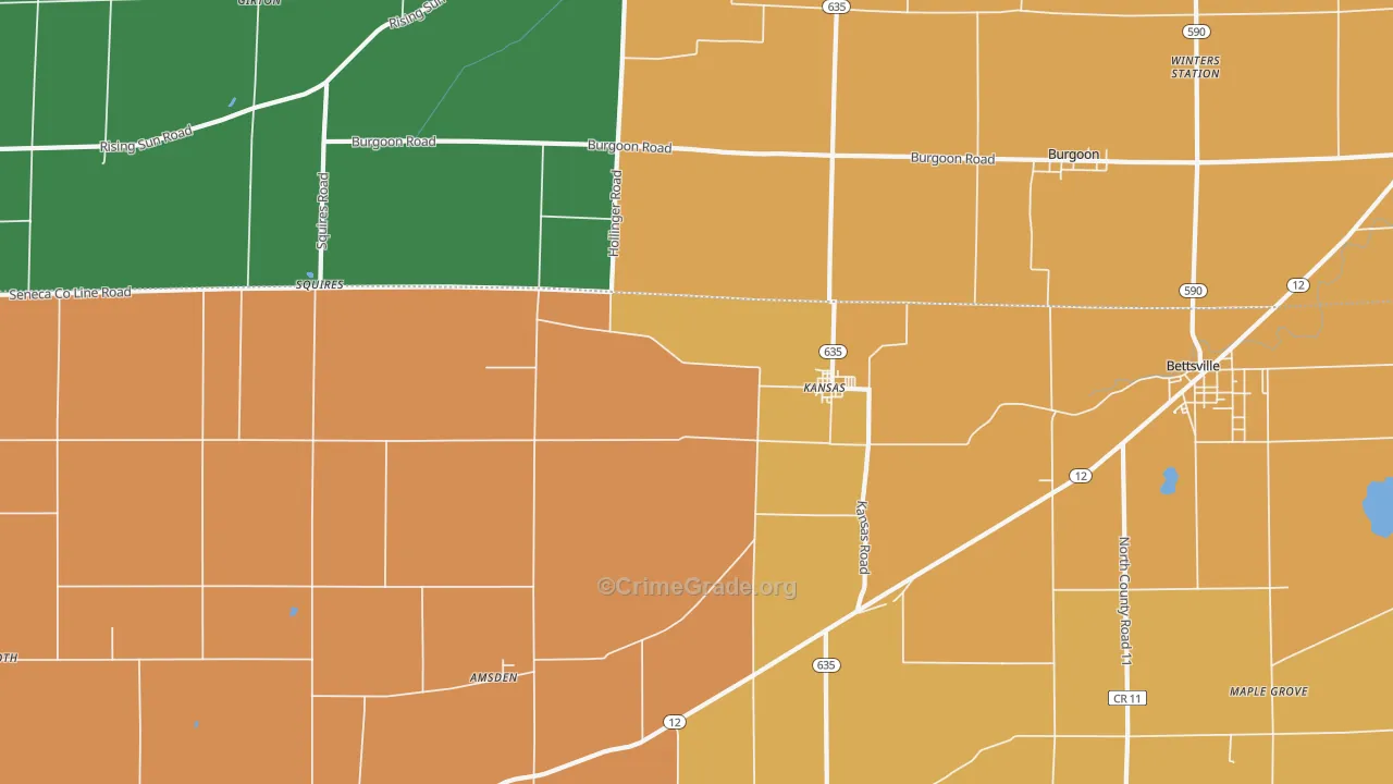 Kansas, OH Map of Robbery Rates