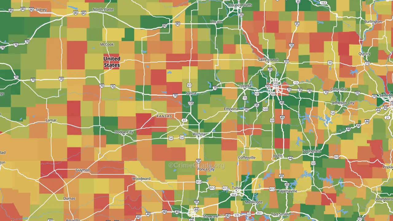 Kansas Map of Robbery Rates