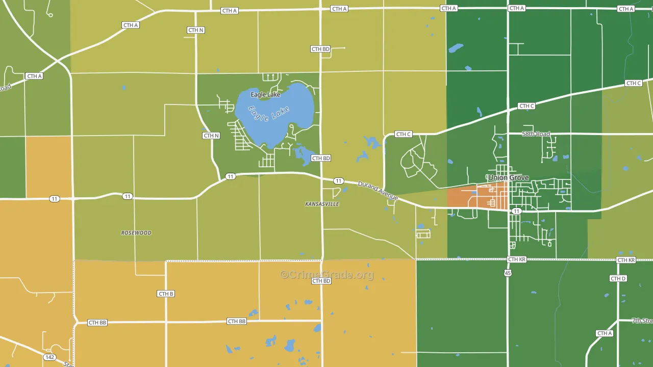 Kansasville, WI Map of Robbery Rates