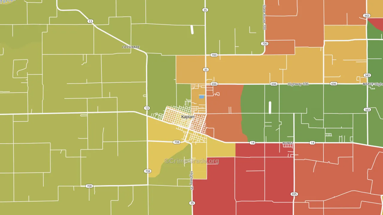 Kaplan, LA Map of Robbery Rates
