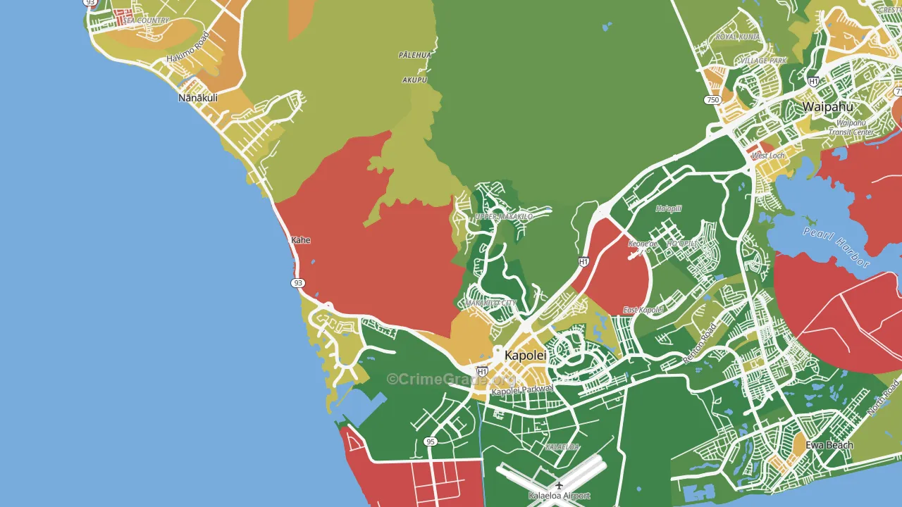 Kapolei, HI Map of Robbery Rates