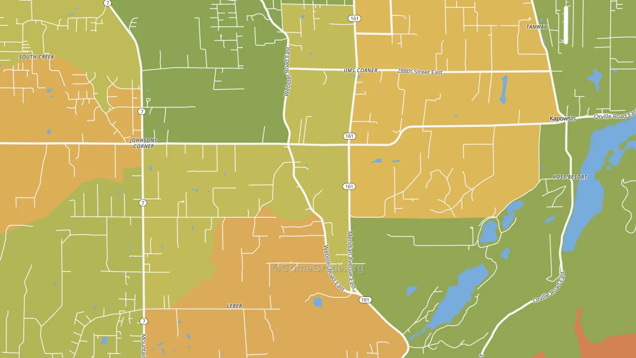 Kapowsin, WA Map of Robbery Rates