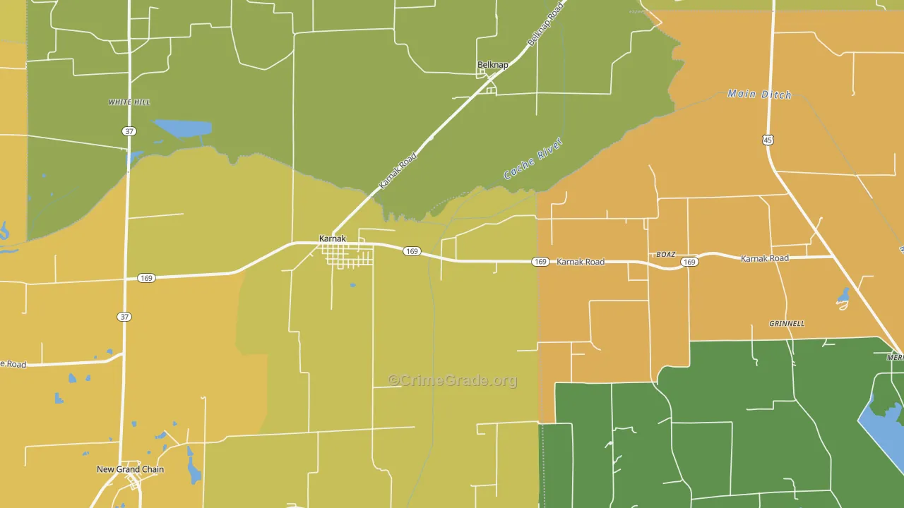 Karnak, IL Map of Robbery Rates