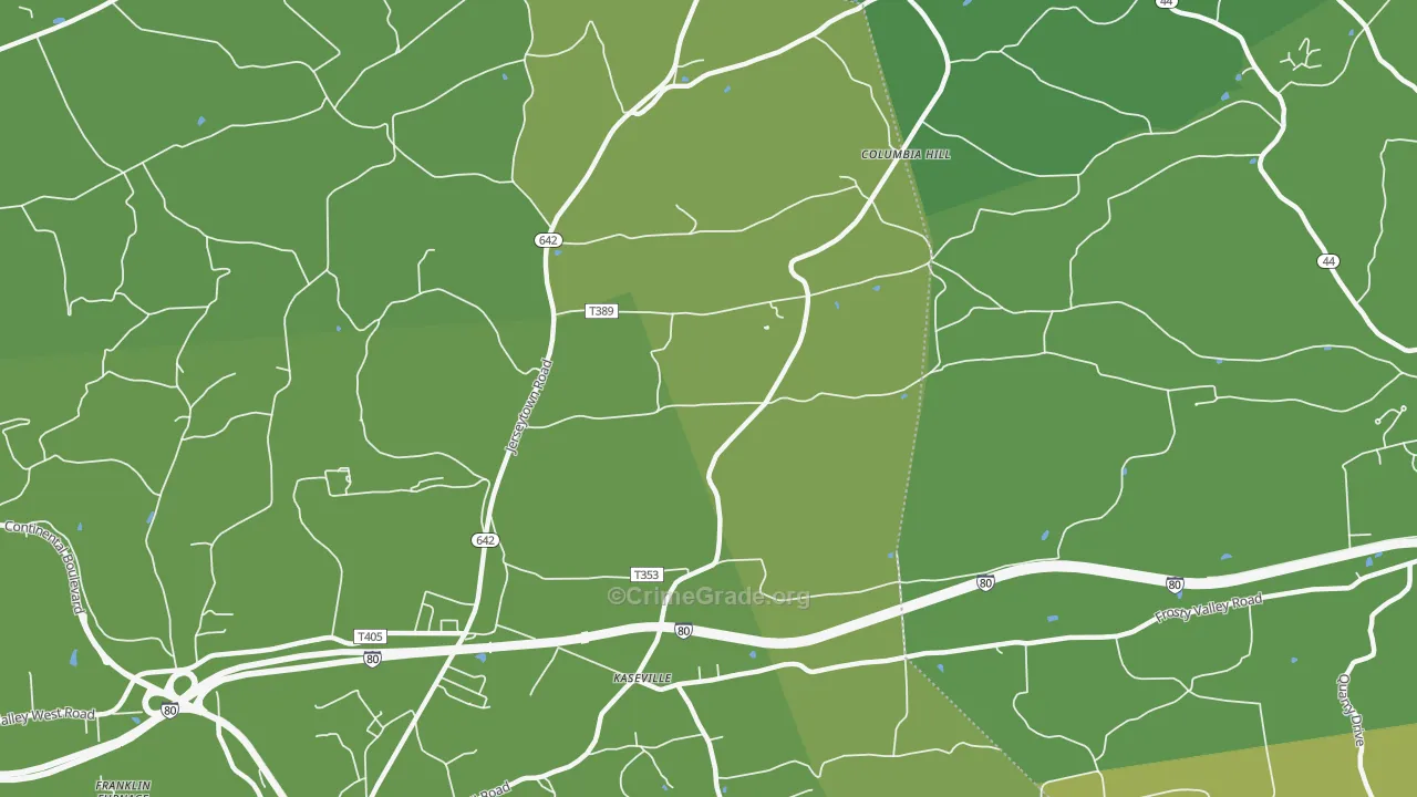 Kaseville, PA Map of Robbery Rates