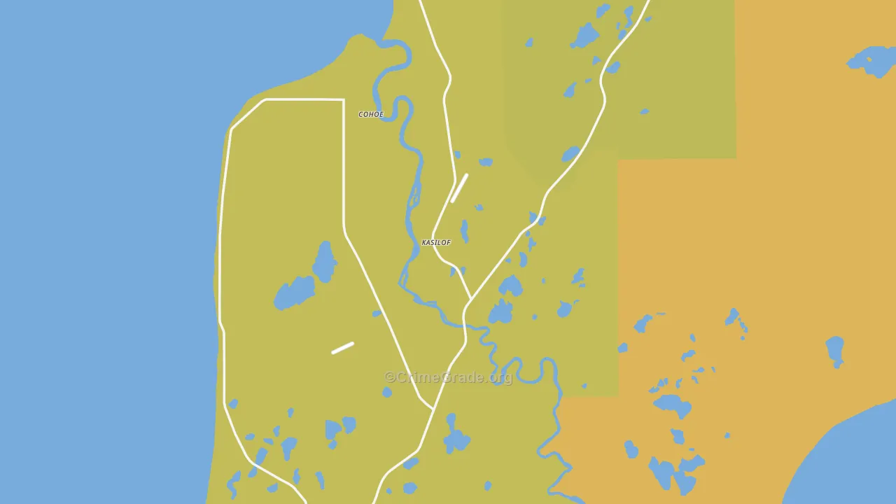 Kasilof, AK Map of Robbery Rates