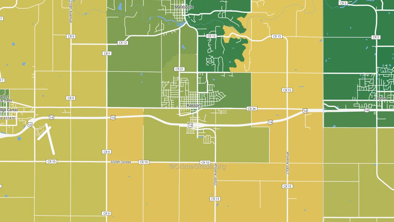 Kasson, MN Map of Robbery Rates