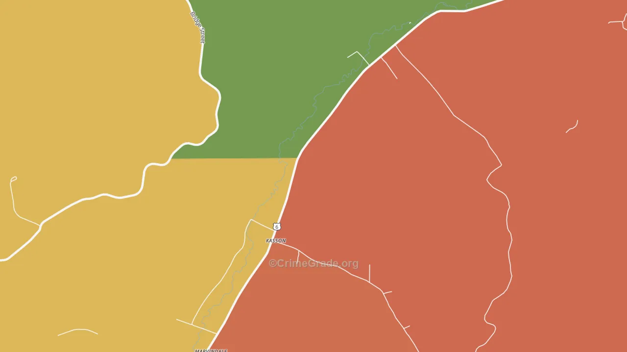 Kasson, PA Map of Robbery Rates