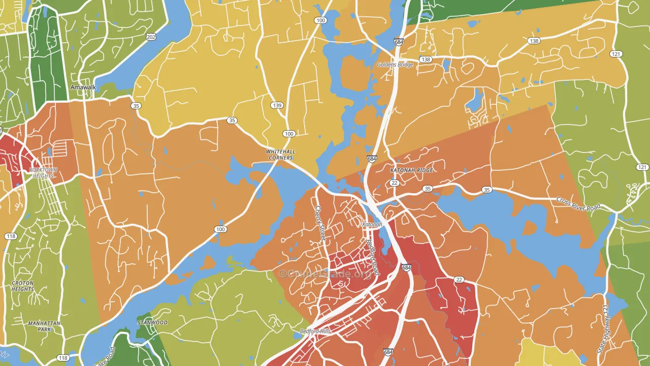 Katonah, NY Map of Robbery Rates