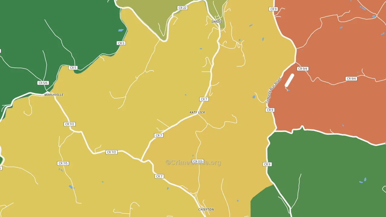 Katy Lick, WV Map of Robbery Rates