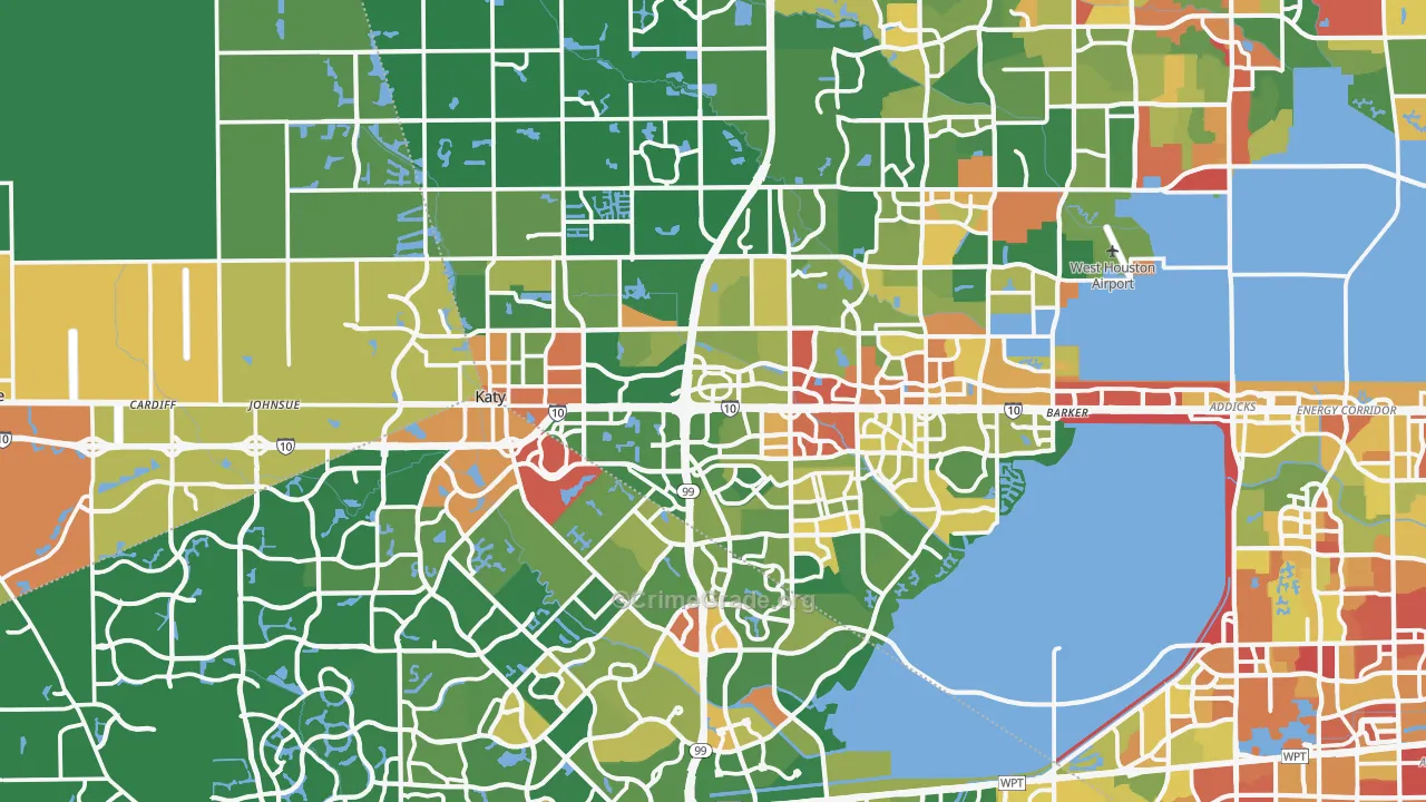 Katy, TX Map of Robbery Rates