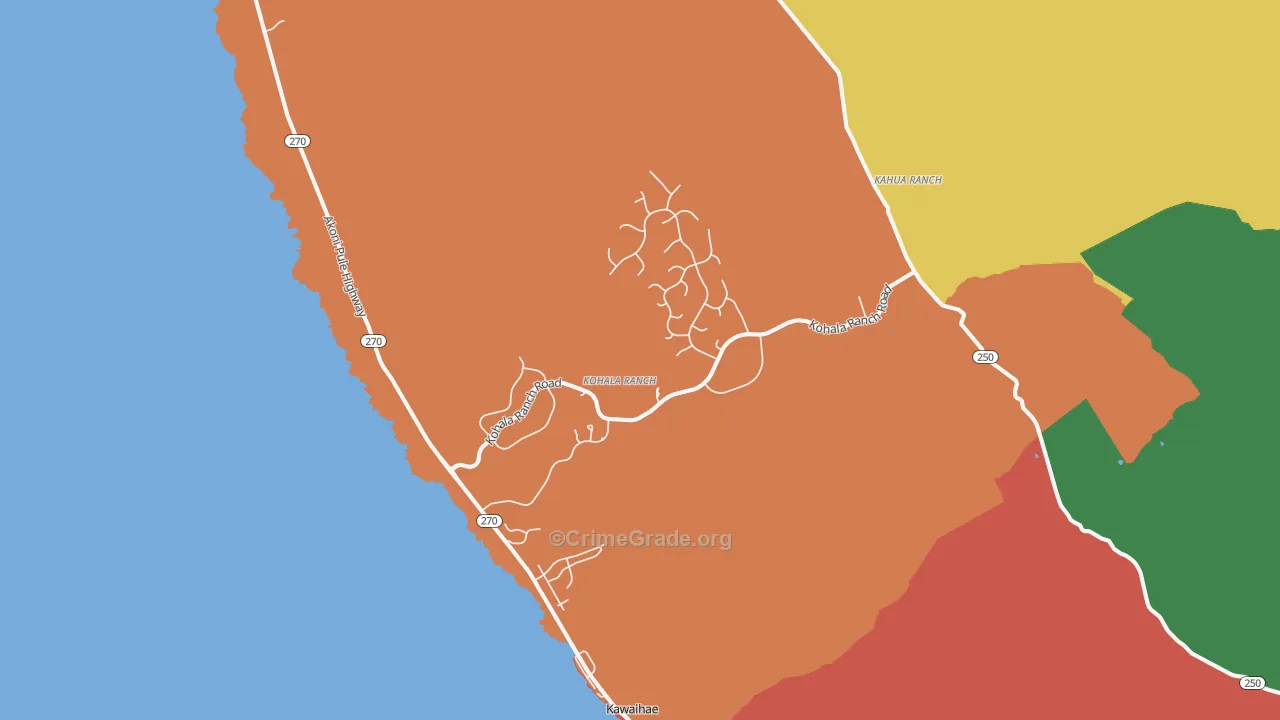 Kawaihae, HI Map of Robbery Rates