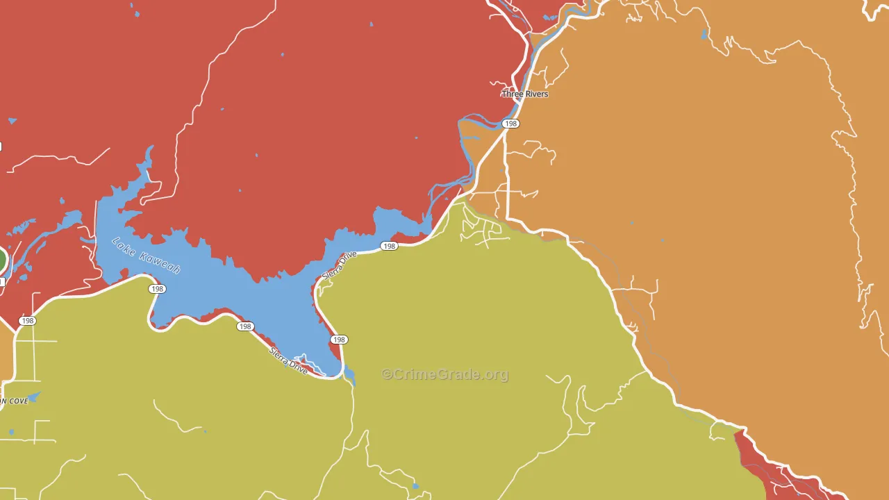 Kaweah, CA Map of Robbery Rates